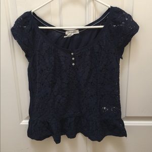 Aeropostale short sleeve blouse navy blue